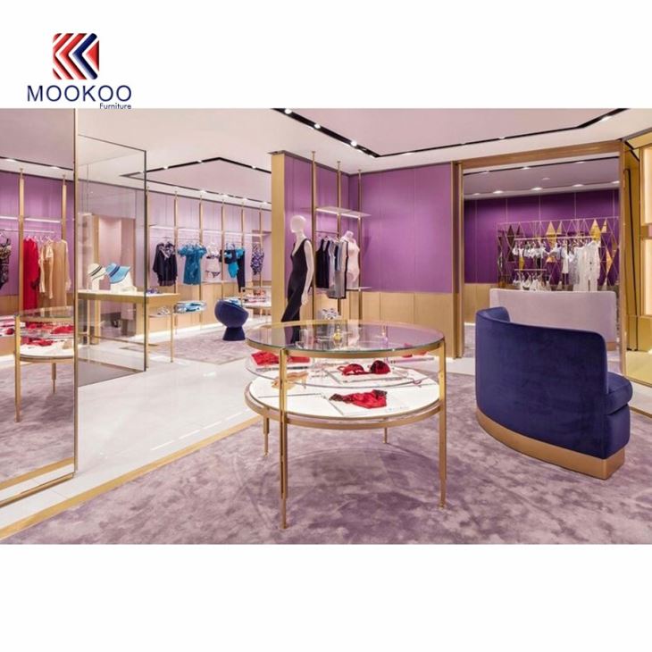 Custom High Level Decoration Ladies Clothes Display Shop Furniture With Lights From China
