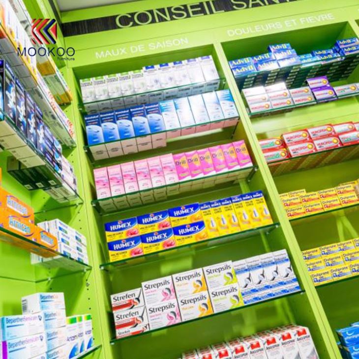 Drugstore Display Cabinet Storage Shelves