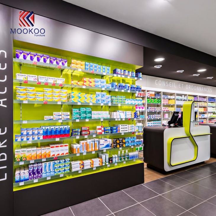 Factory Price Retail Drug Store Interior Decoration Showcase